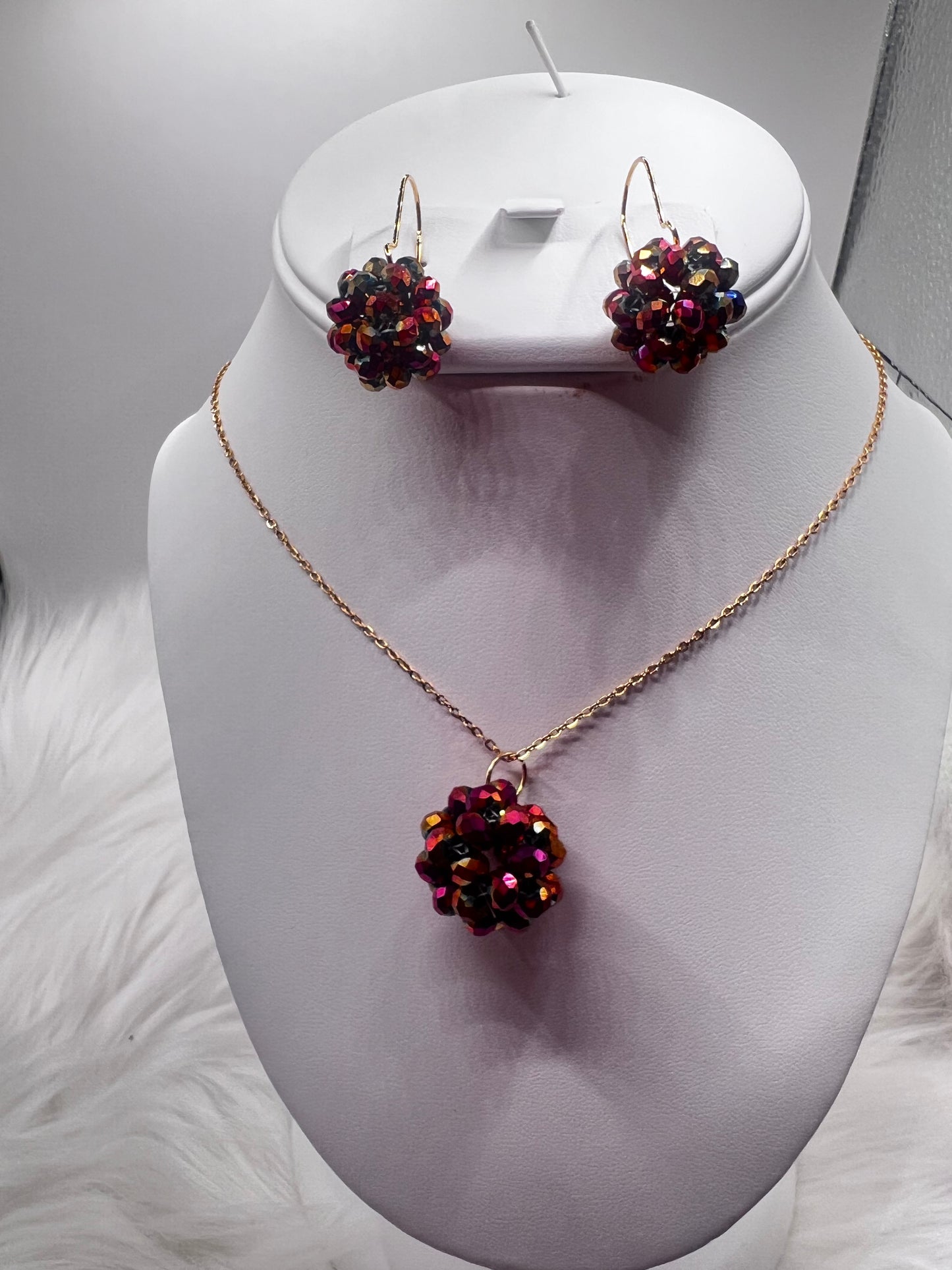 Radiant Cluster Set: Crystal Beads & Gold-Plated Stainless Steel Jewelry