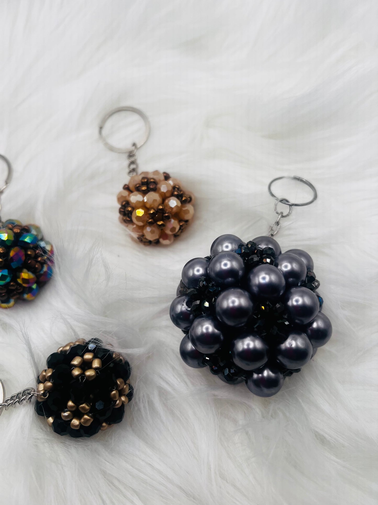 Set of 3 Handmade Crystal Bead Keychain