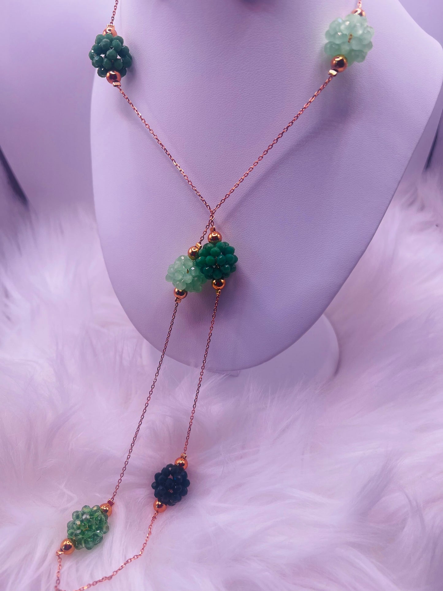Crystal Cluster Lariat Necklace – Gold Plated Chain