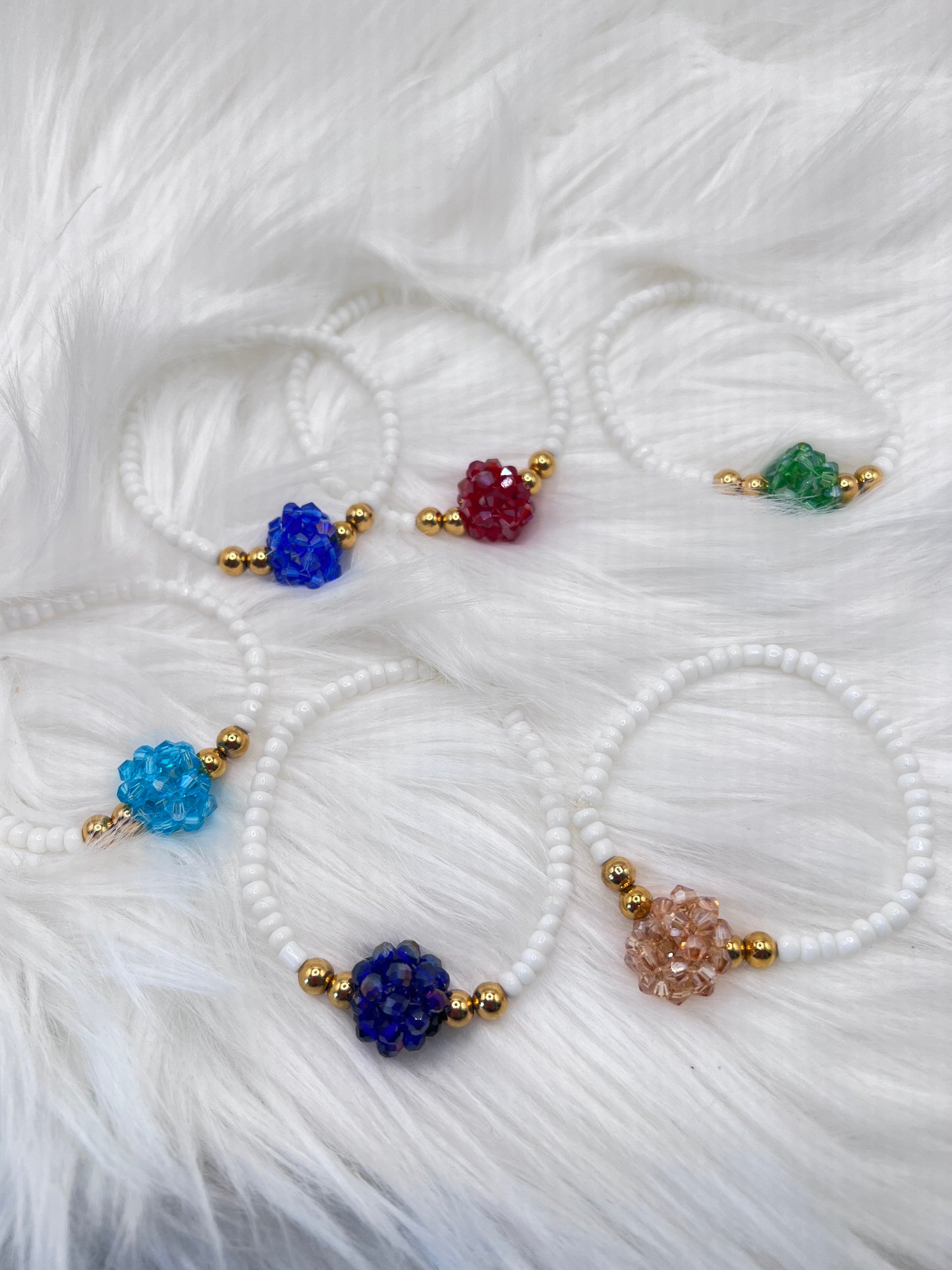 Colorful Crystal Bead Bracelets with Gold-Plated Accents