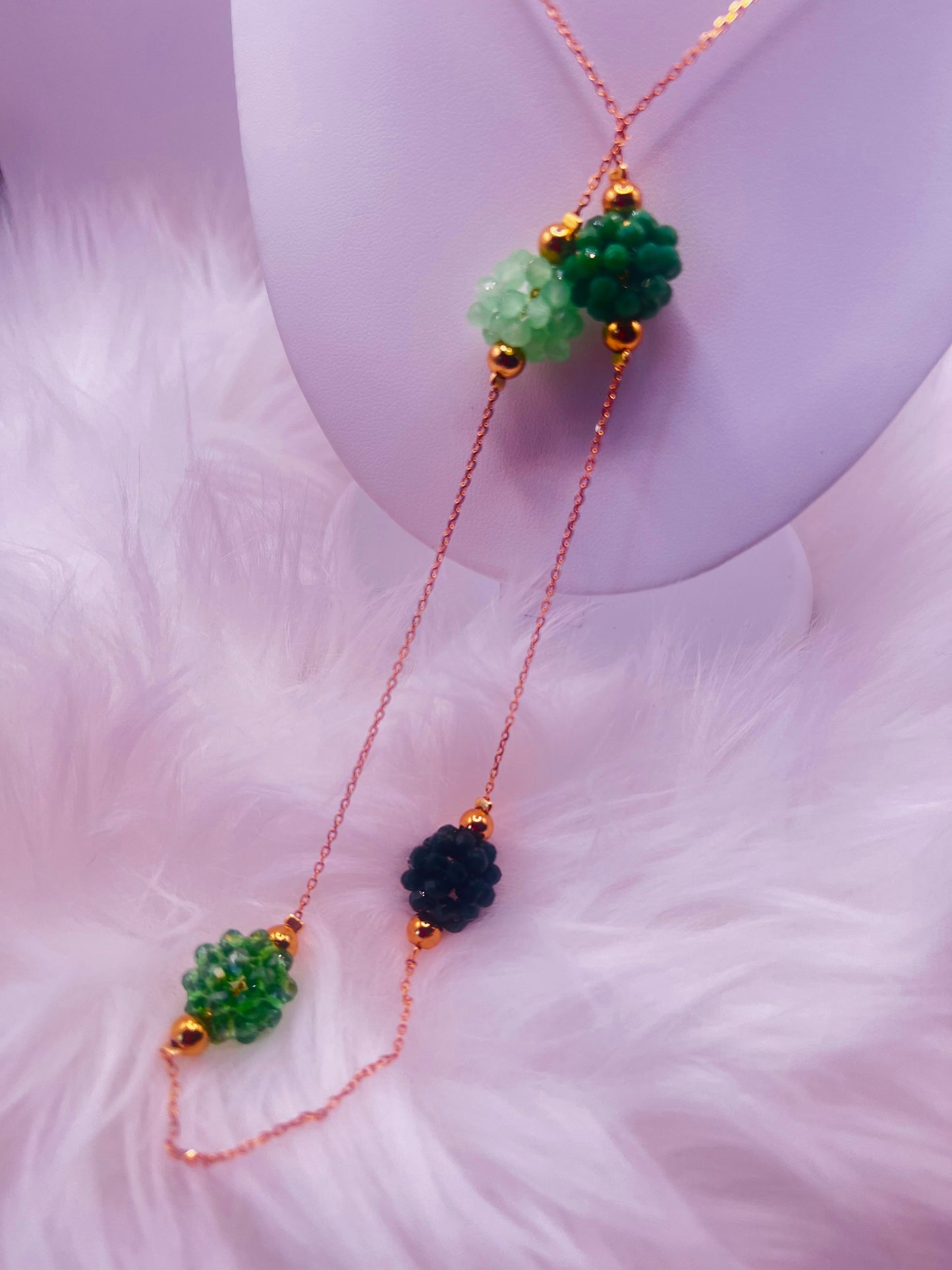 Crystal Cluster Lariat Necklace – Gold Plated Chain
