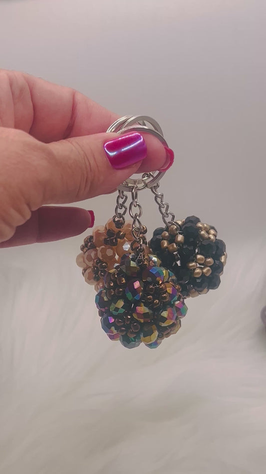 Set of 3 Handmade Crystal Bead Keychain